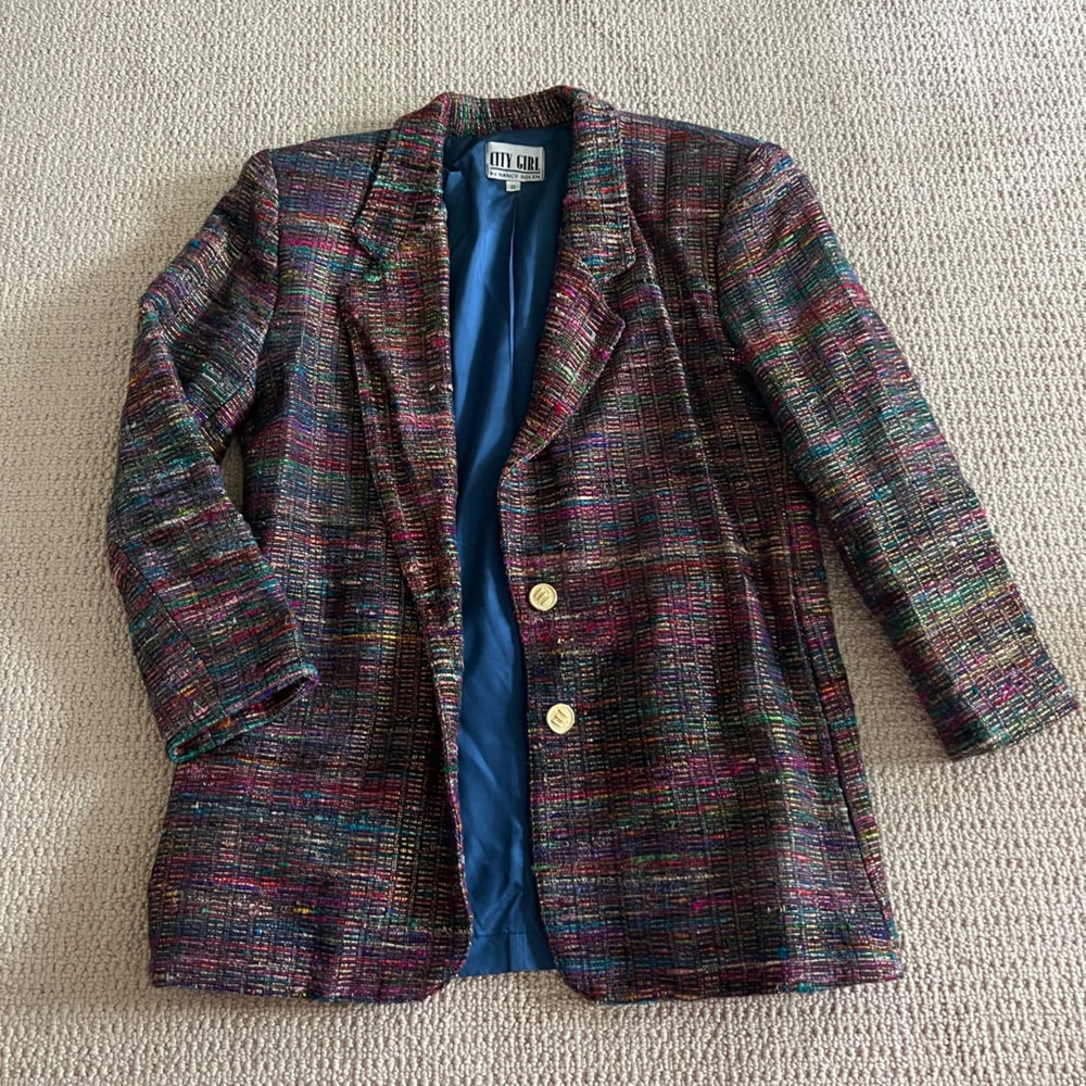 Vintage Multicolor Tweed Blazer